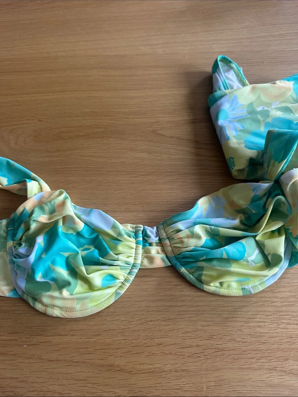 High waisted faithful the Brand Yellow & Teal Floral Bikini top and Bottoms size